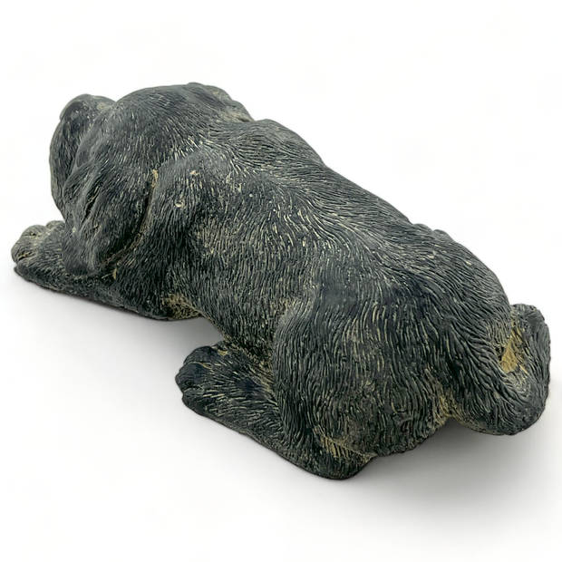Beeld Liggende Hond - Grijs - Steen - 23 x 13 x 7 cm