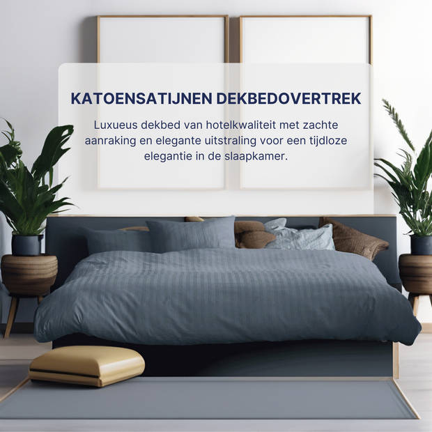 Ten Cate Katoensatijnen Dekbedovertrek - 140x200/220 - Donker Blauw