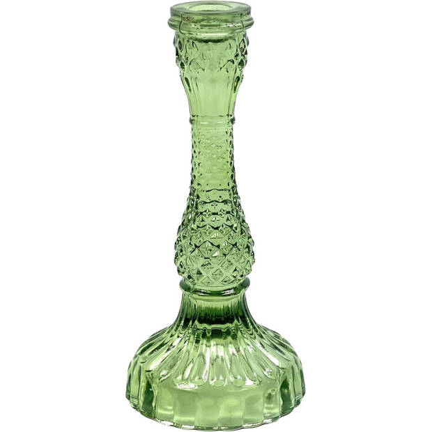 Glazen kandelaar olijf-groen