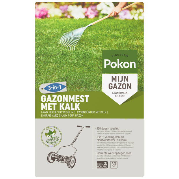 Pokon Gazonmest met Kalk 3-in-1 - 30m2