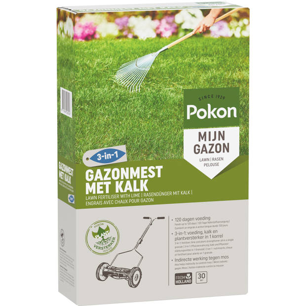 Pokon Gazonmest met Kalk 3-in-1 - 30m2