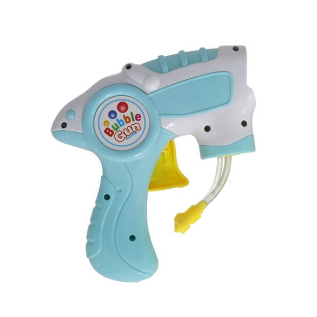 Bellenblaas speelgoed pistool - 2x - met vullingen - lichtblauw - 15 cm - plastic - bellen blazen - Bellenblaas
