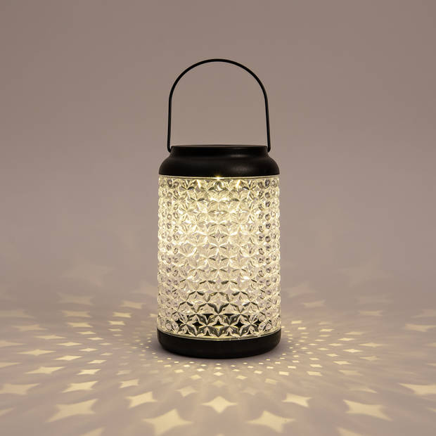 Anna's Collection Solar lantaarn - voor buiten - D12,5 x H20 cm - kunststof - tafellamp - Lantaarns
