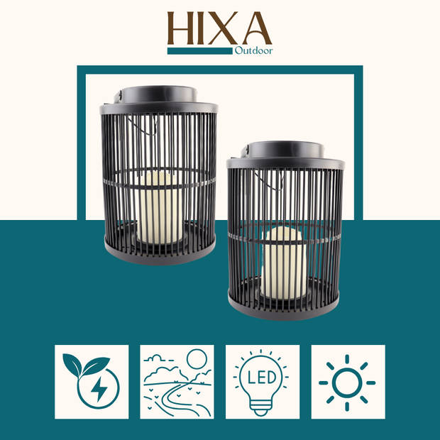 HIXA Lantaarn Solar - 2 Stuks - LED Tuinverlichting - Tafellamp Buiten Zonne-energie