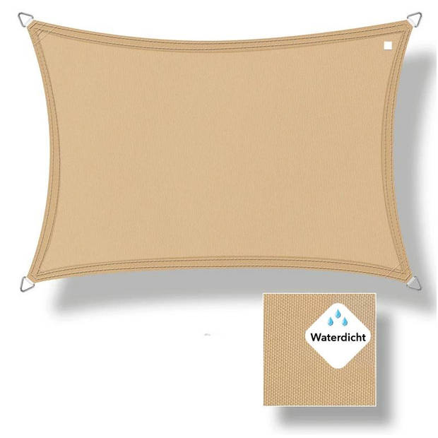 Buitenkado schaduwdoek waterdicht 3,5 x 4m, zand beige