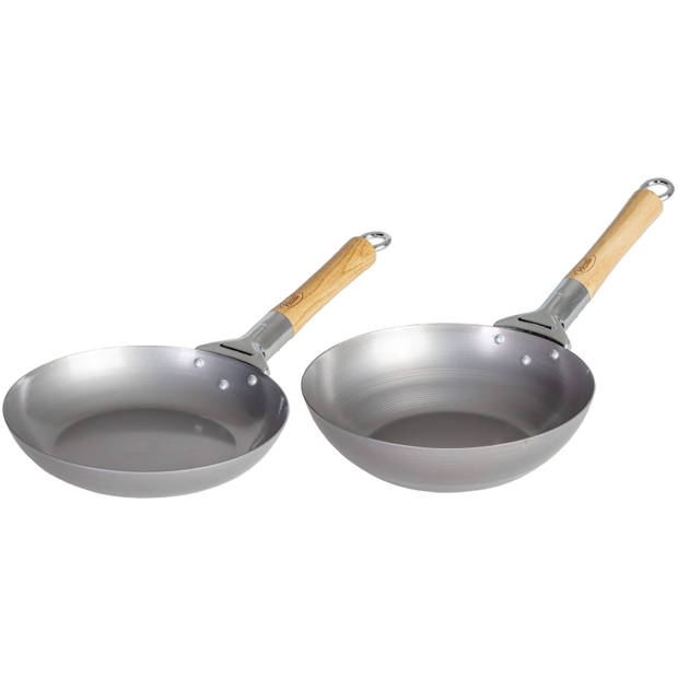 Cookinglife Pannenset Voccelli (Koekenpan ø 24 cm & Wokpan ø 25 cm) - zonder anti-aankbalaag