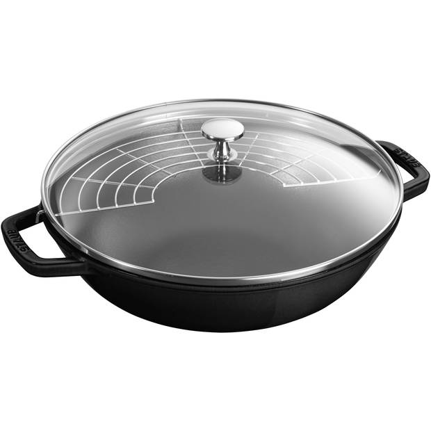 Staub Wokpan - Zwart - ø 30 cm / 4.4 liter - geëmailleerde anti-aanbaklaag