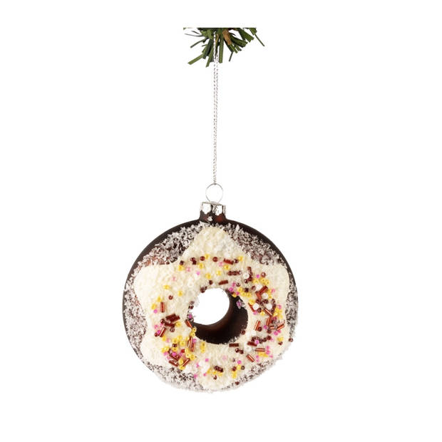 Nordic Light Kerstbal Donut Wit/Bruin 10 cm