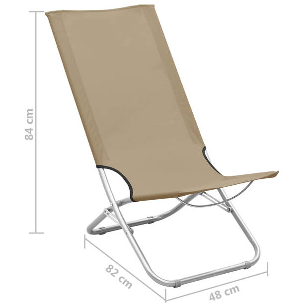 vidaXL Strandstoelen 2 st inklapbaar stof taupe