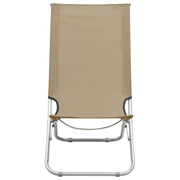 vidaXL Strandstoelen 2 st inklapbaar stof taupe