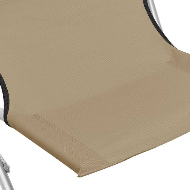 vidaXL Strandstoelen 2 st inklapbaar stof taupe