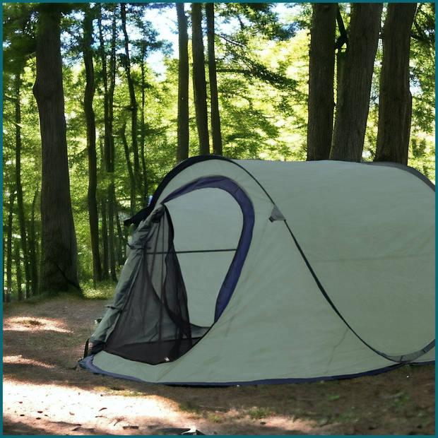 HIXA Pop-Up Tent - 1 persoons - Groen - festival - Met Tentharingen - en Slaapzak - 220x120x95cm