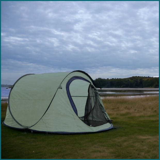 HIXA Pop-Up Tent - 1 persoons - Groen - festival - Met Tentharingen - en Slaapzak - 220x120x95cm