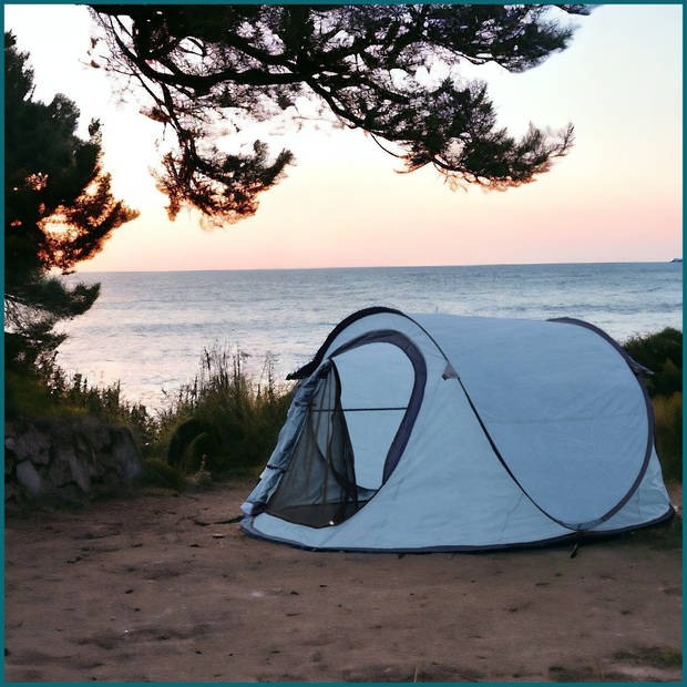 HIXA Pop-Up Tent - 1 Persoons - Blauw - Met Tentharingen - en Slaapzak - 220x120x95cm - Kamperen