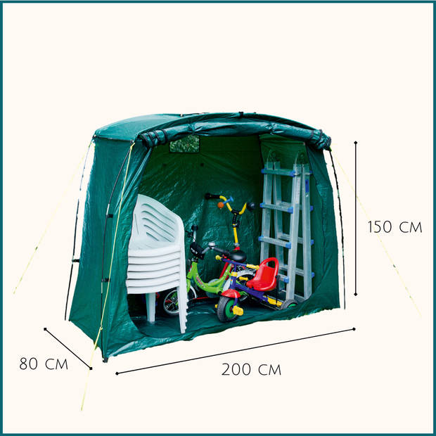 HIXA Fietstent - Schuurtent - Opbergtent - Garagetent - 200x80x150cm