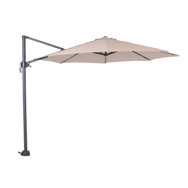 Garden Impressions Hawaii zweefparasol S Ø300 - donker grijs/ecru met 60 kg parasolvoet en parasolhoes