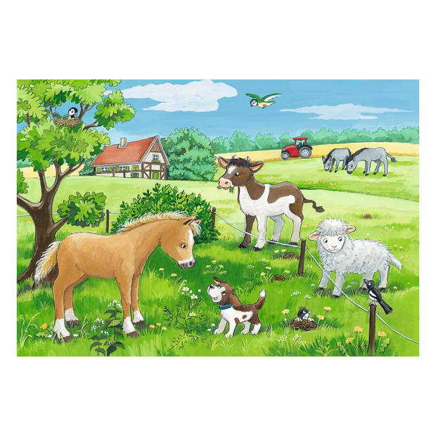 Ravensburger puzzel Jonge dieren op het platteland - Twee puzzels - 12 stukjes - kinderpuzzel