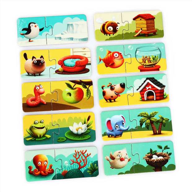 Puzzlika Puzzel - Waar Wonen Dieren - 10x 2 stukjes