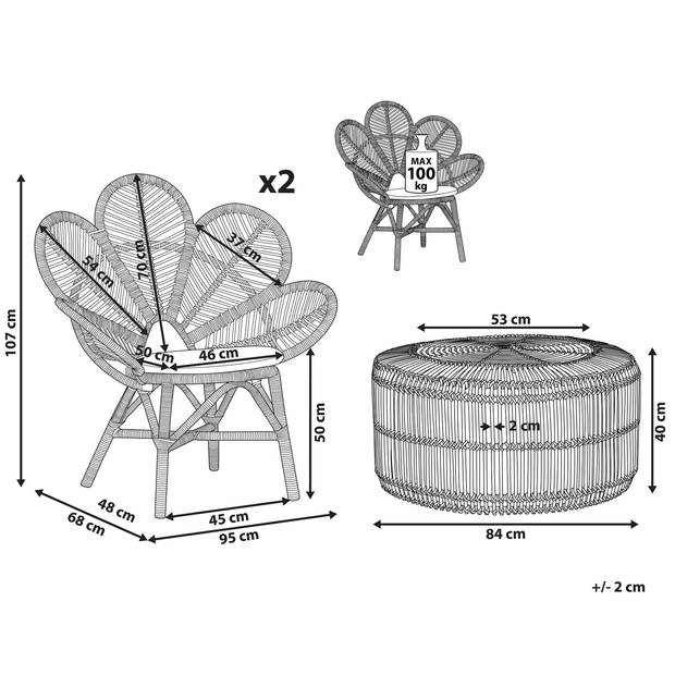 Beliani FLORENTINE / LIMNI - Bistroset-Natuurlijk-Rotan