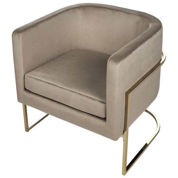 Beliani SIRKKA - Fauteuil-Beige-Fluweel