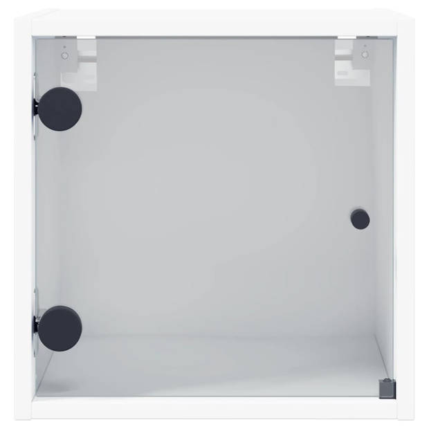 vidaXL Nachtkastje met glazen deur 35x37x35 cm wit
