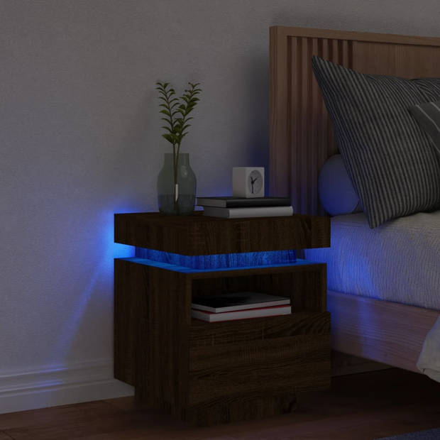 vidaXL Nachtkastje met LED-verlichting 40x39x48,5 cm bruin eikenkleur