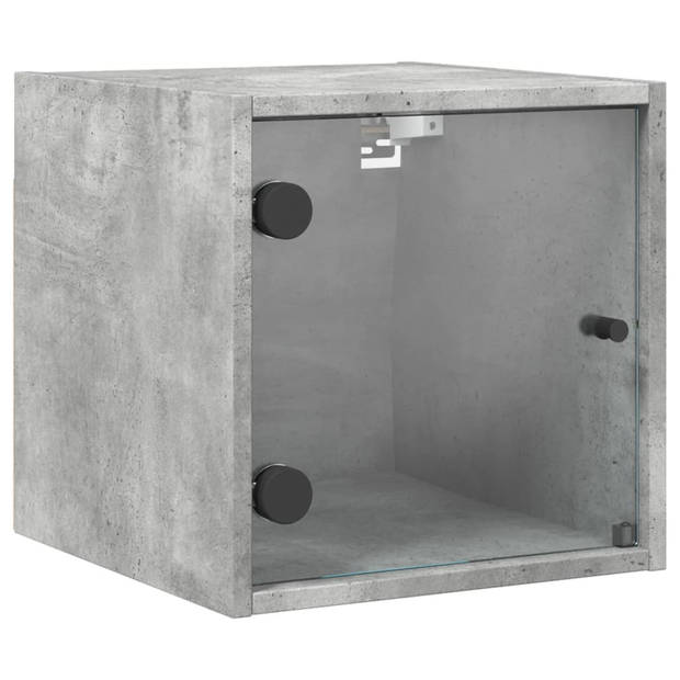 vidaXL Nachtkastjes met glazen deuren 2 st 35x37x35 cm betongrijs