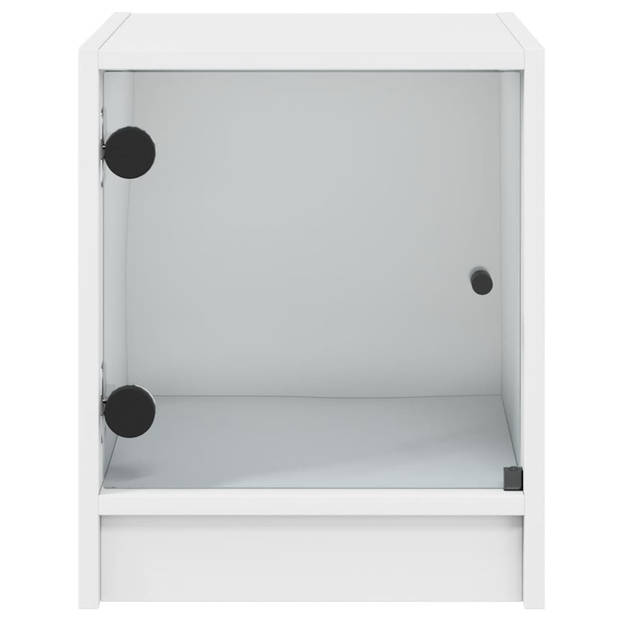 vidaXL Nachtkastjes met glazen deuren 2 st 35x37x42 cm wit