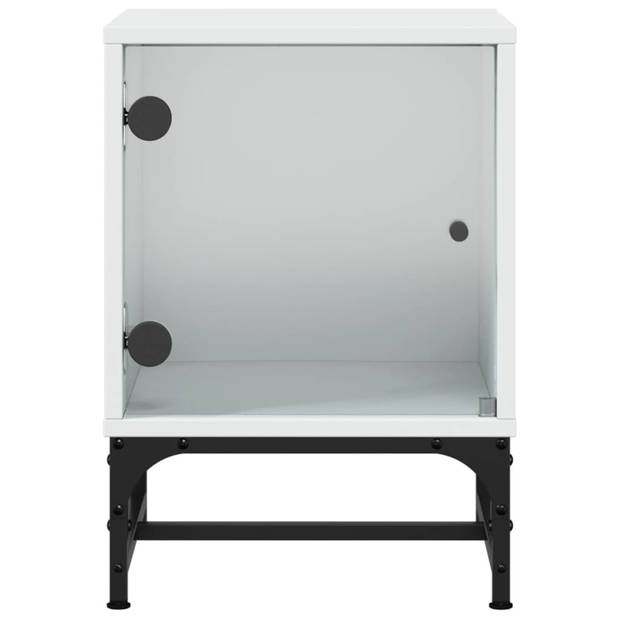 vidaXL Nachtkastje met glazen deur 35x37x50 cm wit