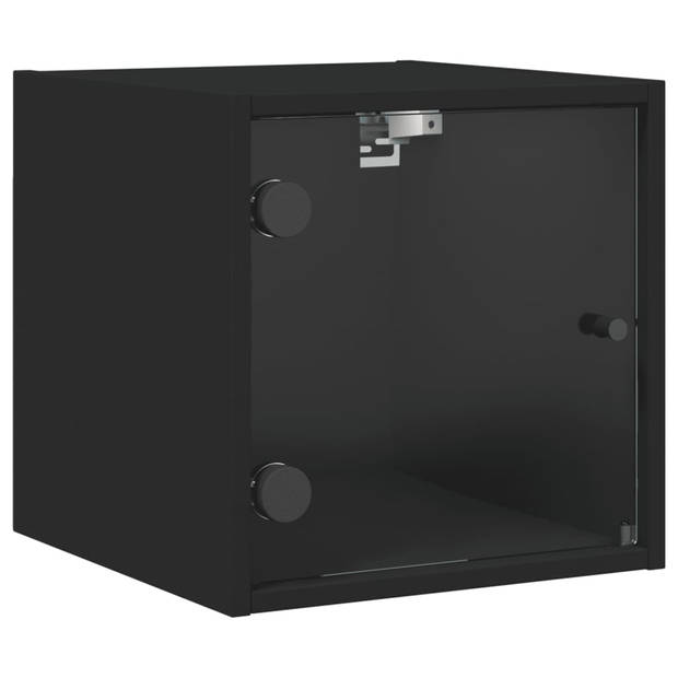 vidaXL Nachtkastjes met glazen deuren 2 st 35x37x35 cm zwart