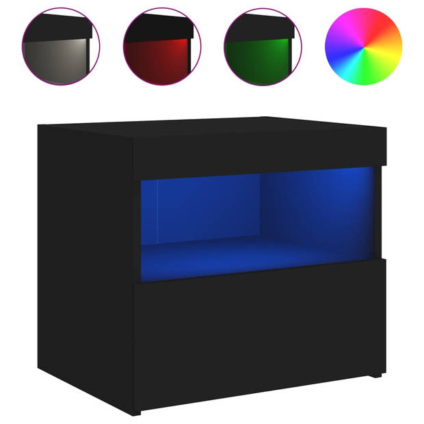 vidaXL Nachtkastjes met LED-verlichting 2 st 50x40x45 cm zwart