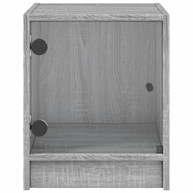 vidaXL Nachtkastje met glazen deur 35x37x42 cm grijs sonoma eikenkleur