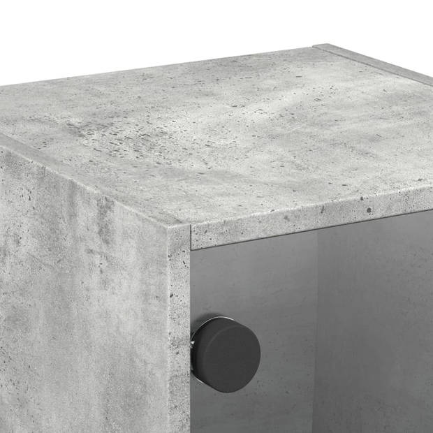 vidaXL Nachtkastje met glazen deur 35x37x35 cm betongrijs