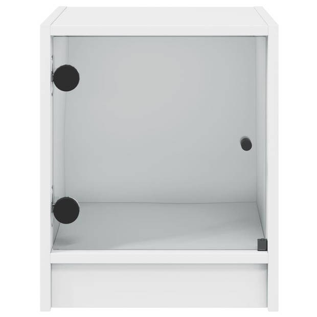 vidaXL Nachtkastje met glazen deur 35x37x42 cm wit