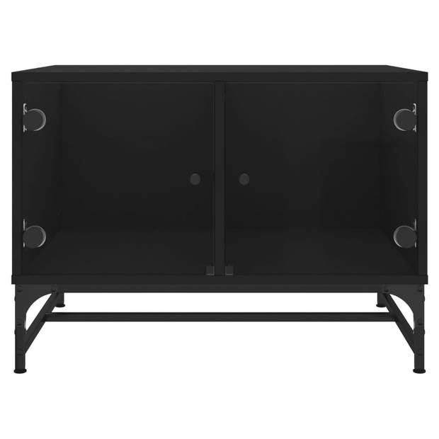 vidaXL Salontafel met glazen deuren 68,5x50x50 cm zwart