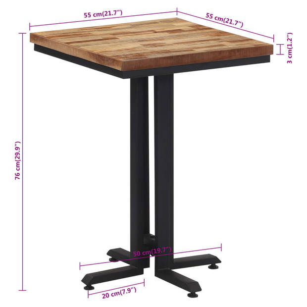 vidaXL Eettafel 55x55x76 cm massief gerecycled teakhout