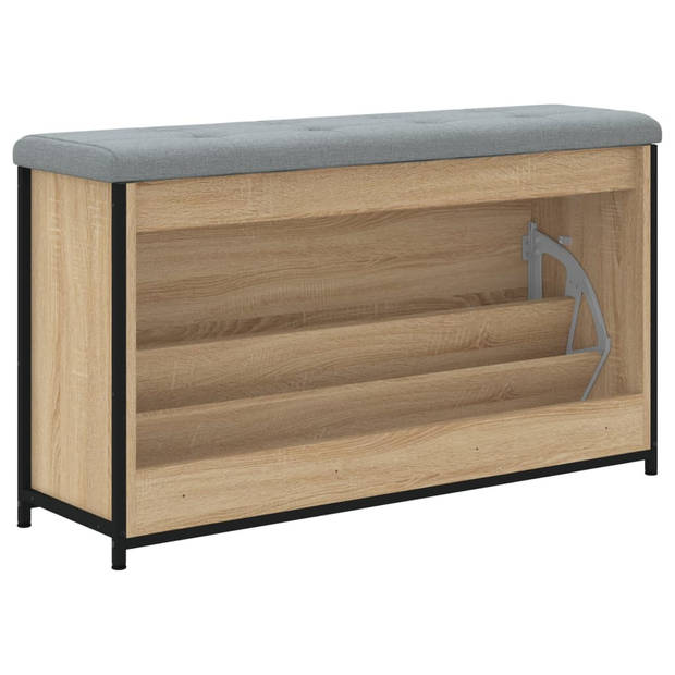 vidaXL Schoenenbankje met klaplade 102x32x56 cm sonoma eikenkleurig