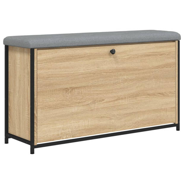 vidaXL Schoenenbankje met klaplade 102x32x56 cm sonoma eikenkleurig