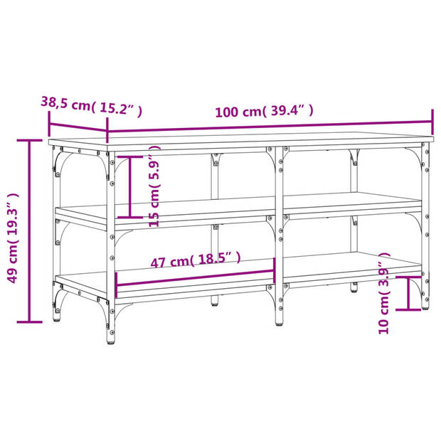 vidaXL Schoenenbank 100x38,5x49 cm bewerkt hout zwart