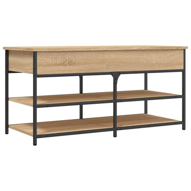 vidaXL Schoenenbankje 100x42,5x50 cm bewerkt hout sonoma eikenkleurig