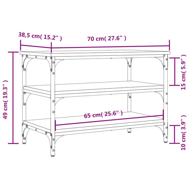 vidaXL Schoenenbankje 70x38,5x49 cm bewerkt hout grijs sonoma eiken