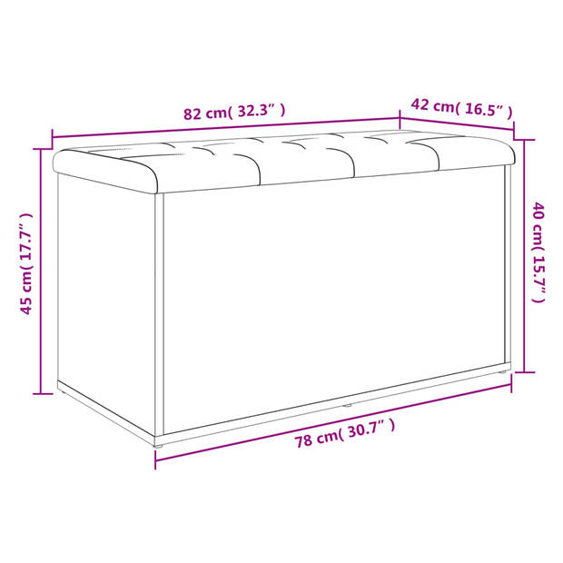 vidaXL Opbergbankje 82x42x45 cm bewerkt hout grijs sonoma eikenkleurig