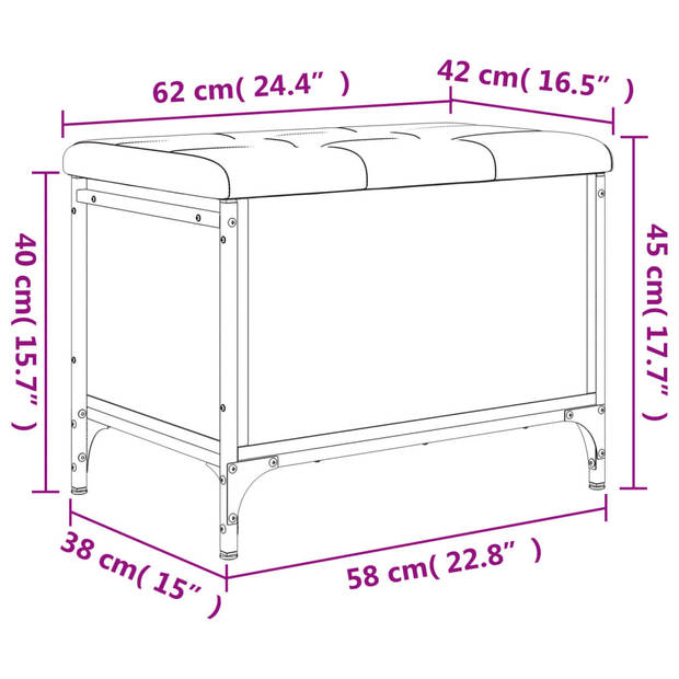 vidaXL Opbergbankje 62x42x45 cm bewerkt hout gerookt eikenkleurig