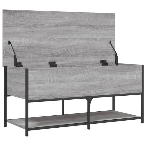 vidaXL Opbergbankje 100x42,5x47 cm bewerkt hout grijs sonoma eiken