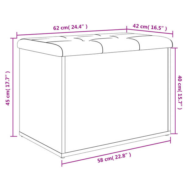 vidaXL Opbergbankje 62x42x45 cm bewerkt hout grijs sonoma eikenkleurig