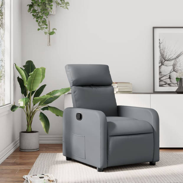 vidaXL Fauteuil verstelbaar kunstleer grijs