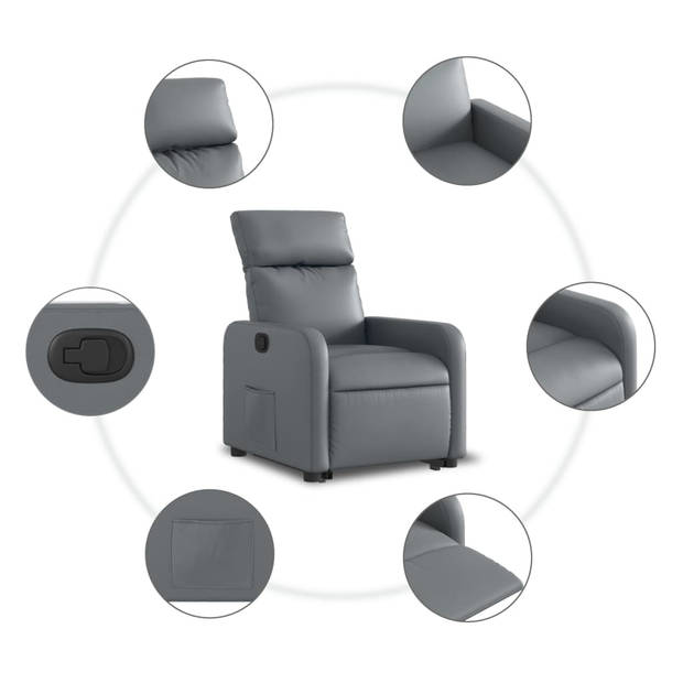 vidaXL Sta-op-stoel kunstleer grijs