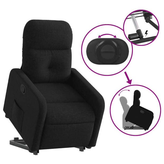 vidaXL Sta-op-stoel verstelbaar stof zwart