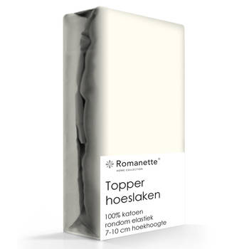 Topper Hoeslaken Katoen Romanette Ivoor-140 x 220 cm