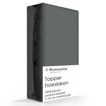 Topper Hoeslaken Katoen Romanette Kiezel-180 x 200 cm
